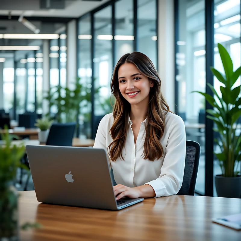 Business services specialist at her desk